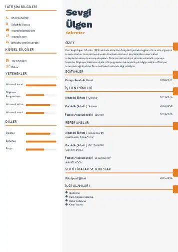 Sekreter CV Örnekleri cv indir